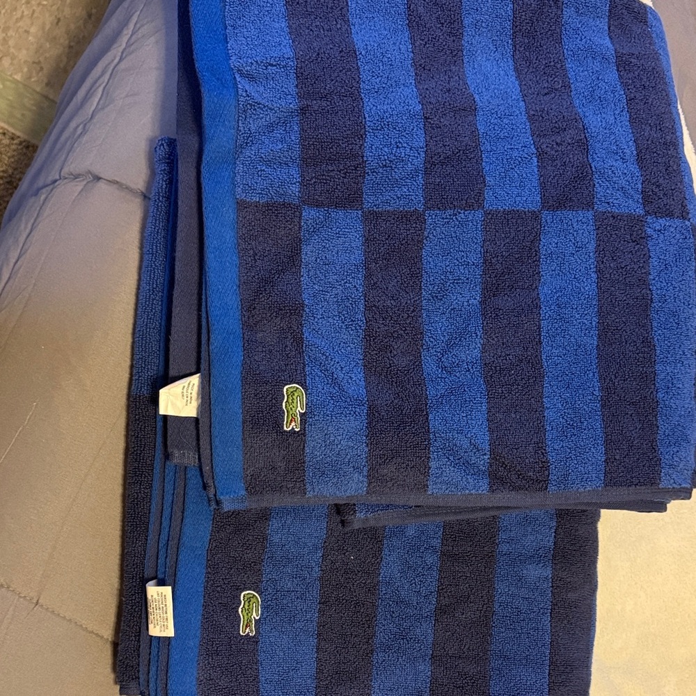Lacoste Blue Towel Set with Logo